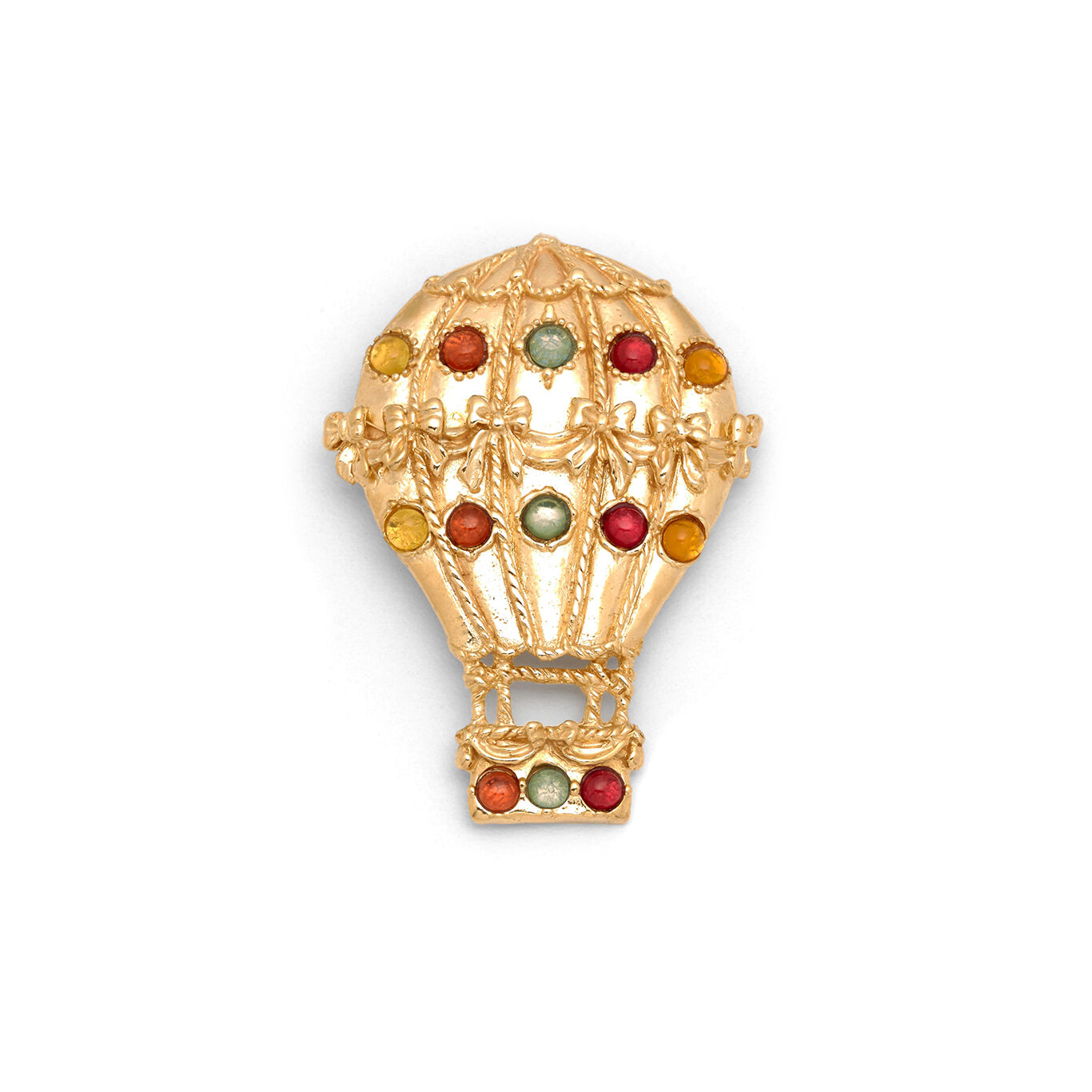 Hot-Air-Balloon Brooch in Gold-plated sterling and siamites in silver ...