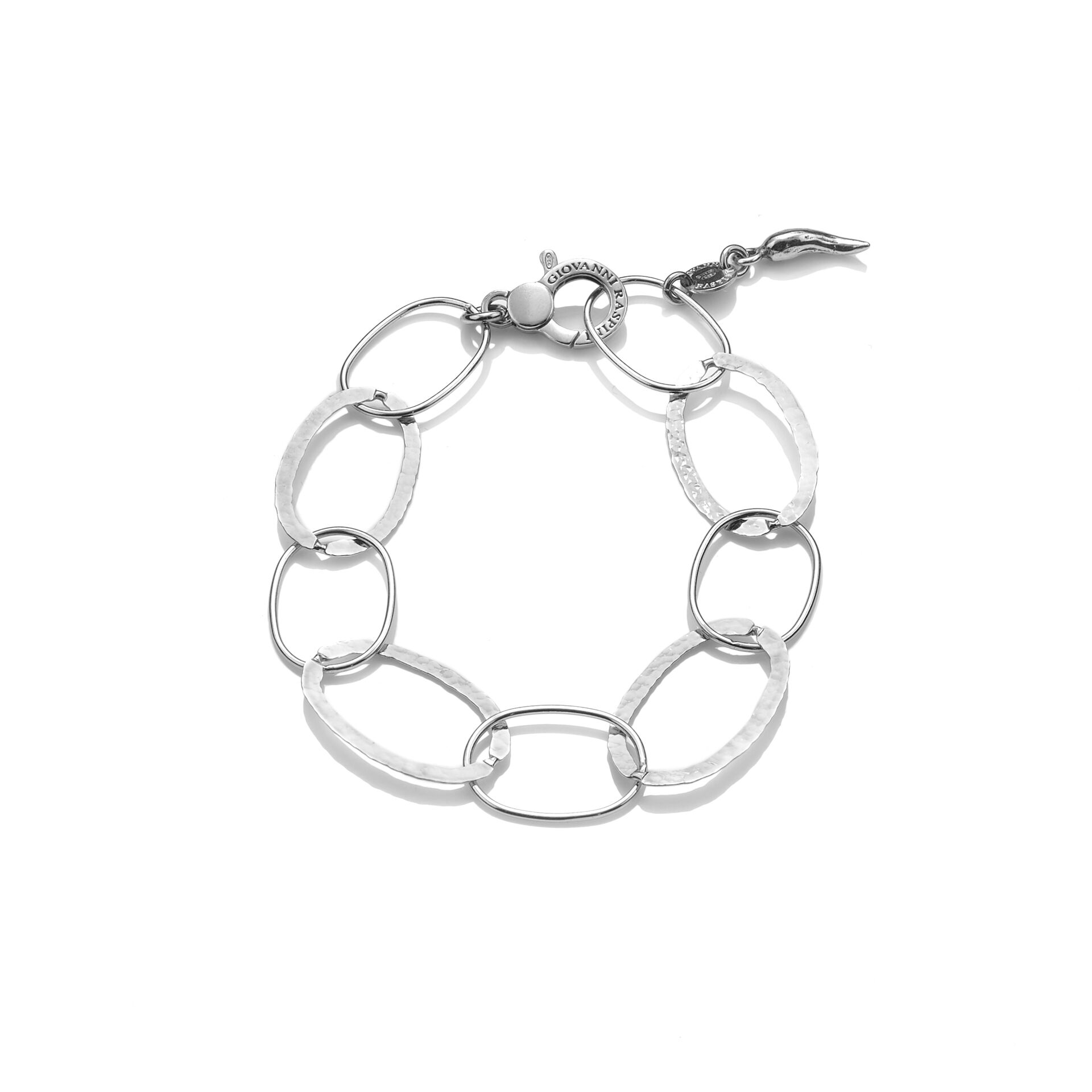 Bracciale Maglia Ovale Alternata in Argento 925